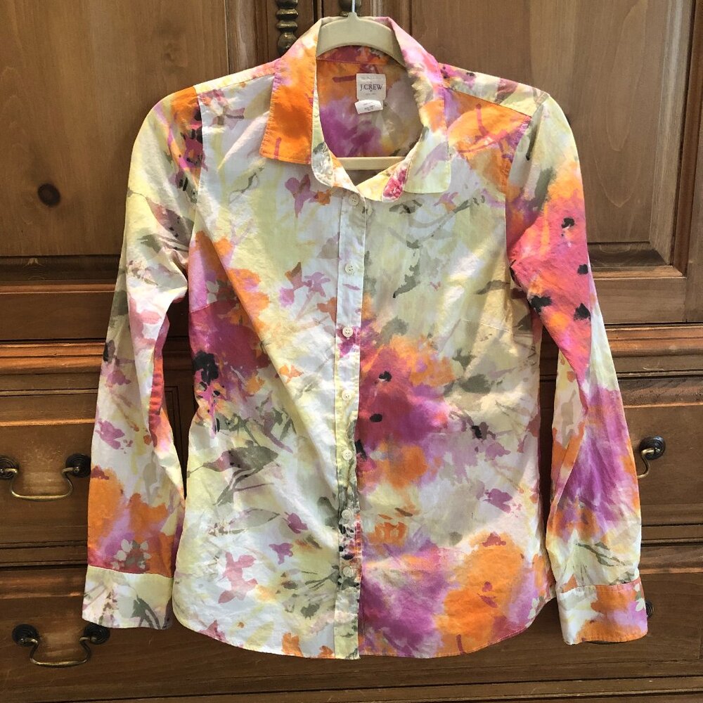 J. Crew The Perfect Shirt Multicolor Button Down